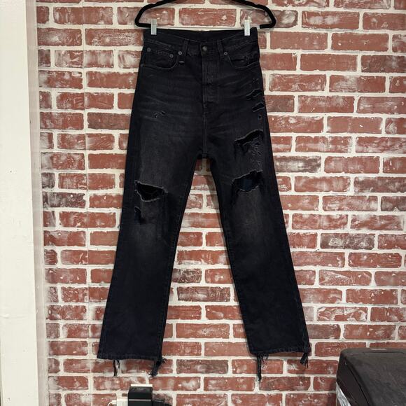 R13 Izzy Drop Crotch Jake Black Wash Loose Jean Size 27” EUC - Picture 1 of 11
